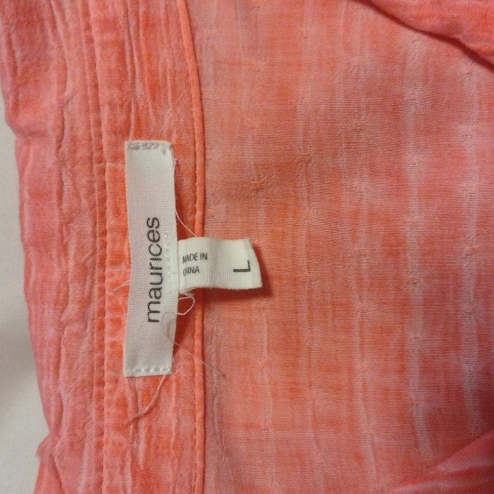 Maurices Large Coral/Salmon Button Down top. - Picture 4 of 7